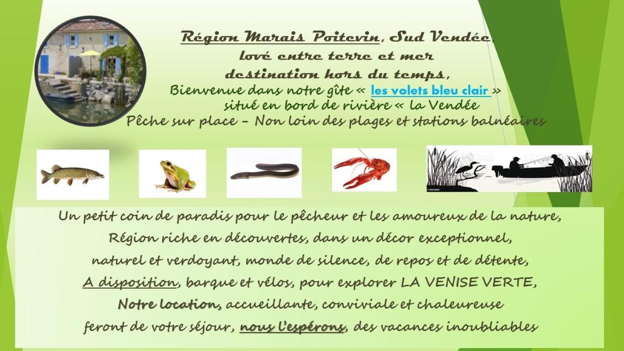 Marais Poitevin Bord Riviere Peche ,Barque, Velos, Wifi, Linge, Cheminee, Cuisine, Terrain De Boules La Taillee Buitenkant foto